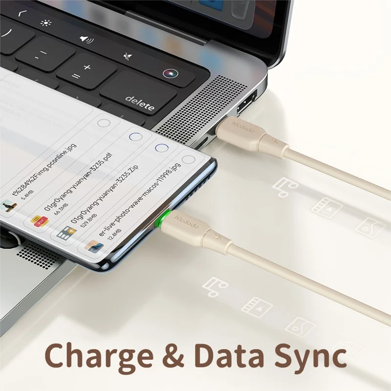 MCDODO Alpha Series CA-477 1.2m Type-C to Type-C Fast Charging Cable Silicone 65W Phone Charger Cord - Beige
