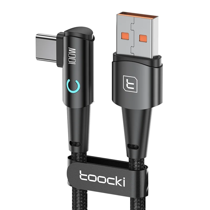 TOOCKI TQ-X25A2 100W USB-A to Type-C Right Angle Charging Data Cable, 2m - Black