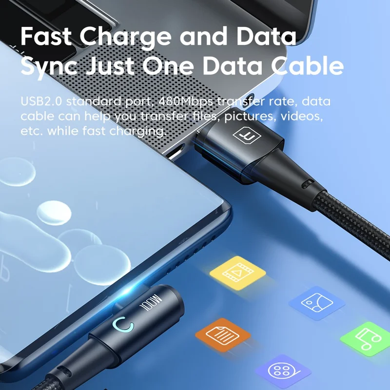 TOOCKI TQ-X25A2 100W USB-A to Type-C Right Angle Charging Data Cable, 2m - Black