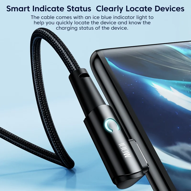 TOOCKI TQ-X25A2 100W USB-A to Type-C Right Angle Charging Data Cable, 2m - Grey