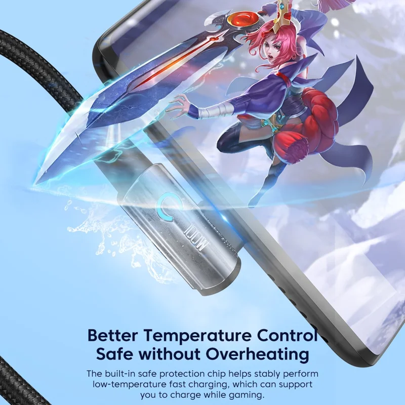 TOOCKI TQ-X25A2 USB-A to Type-C Data Cable 1m Right Angle 100W Charging Cord - Blue