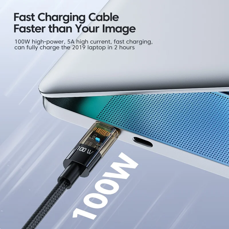 TOOCKI TQ-X06C2 1m 100W Charging Cord, Type-C to Type-C Data Cable