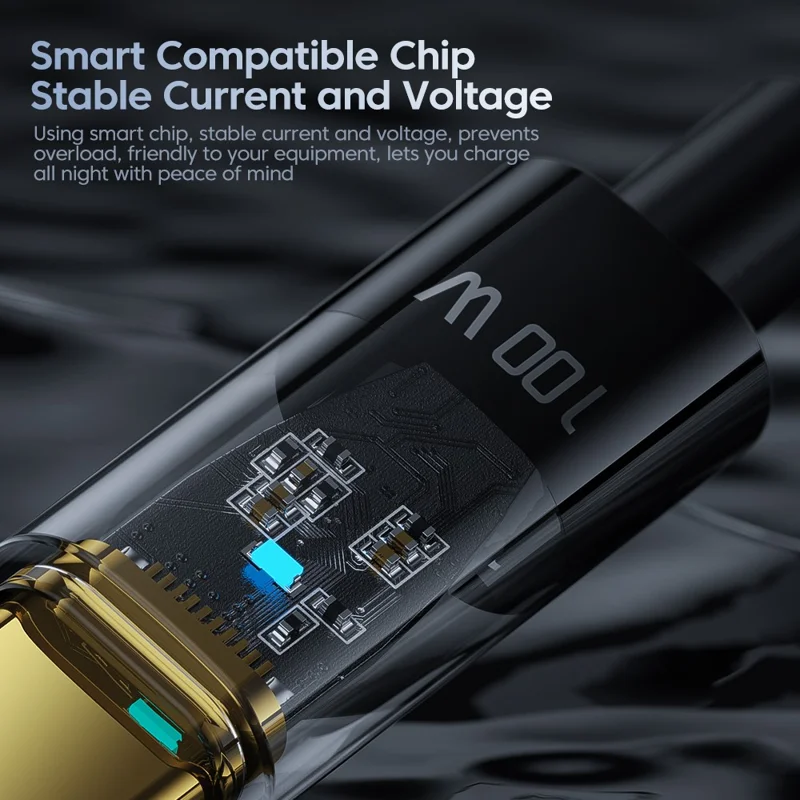 TOOCKI TQ-X06C2 1m 100W Charging Cord, Type-C to Type-C Data Cable