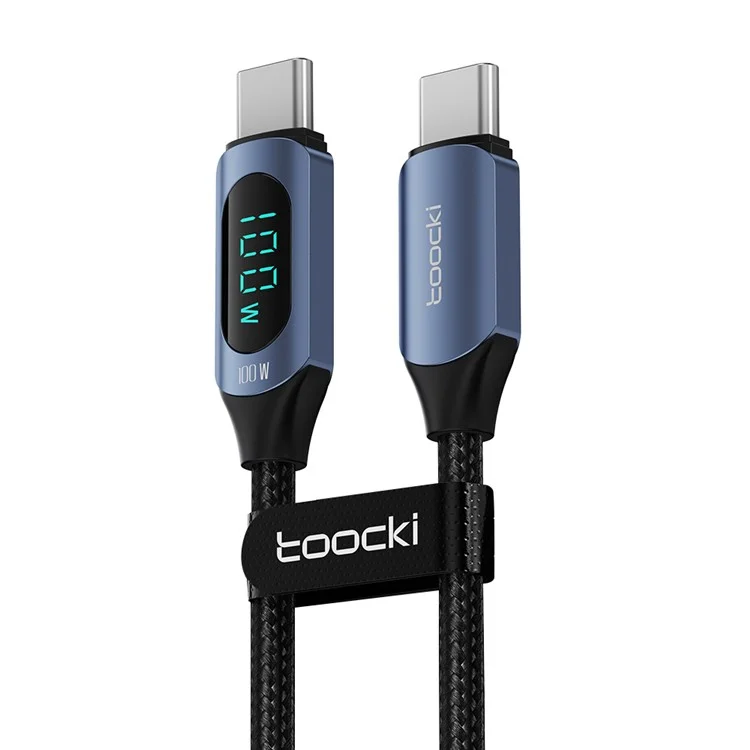 TOOCKI TQ-X03 2m Digital Display Data Cable USB-C to USB-C PD 100W Charging Cord - Blue