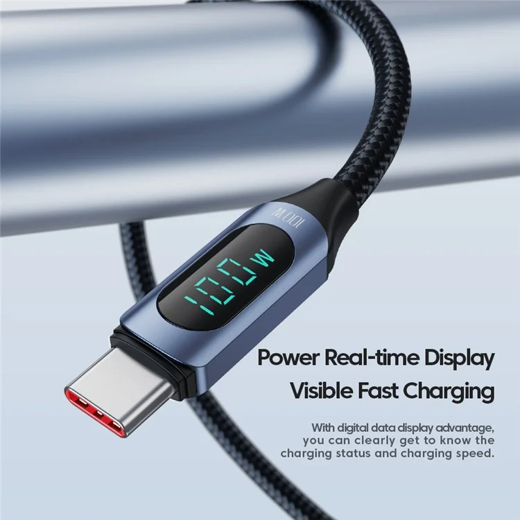 TOOCKI TQ-X03 2m Digital Display Data Cable USB-C to USB-C PD 100W Charging Cord - Blue