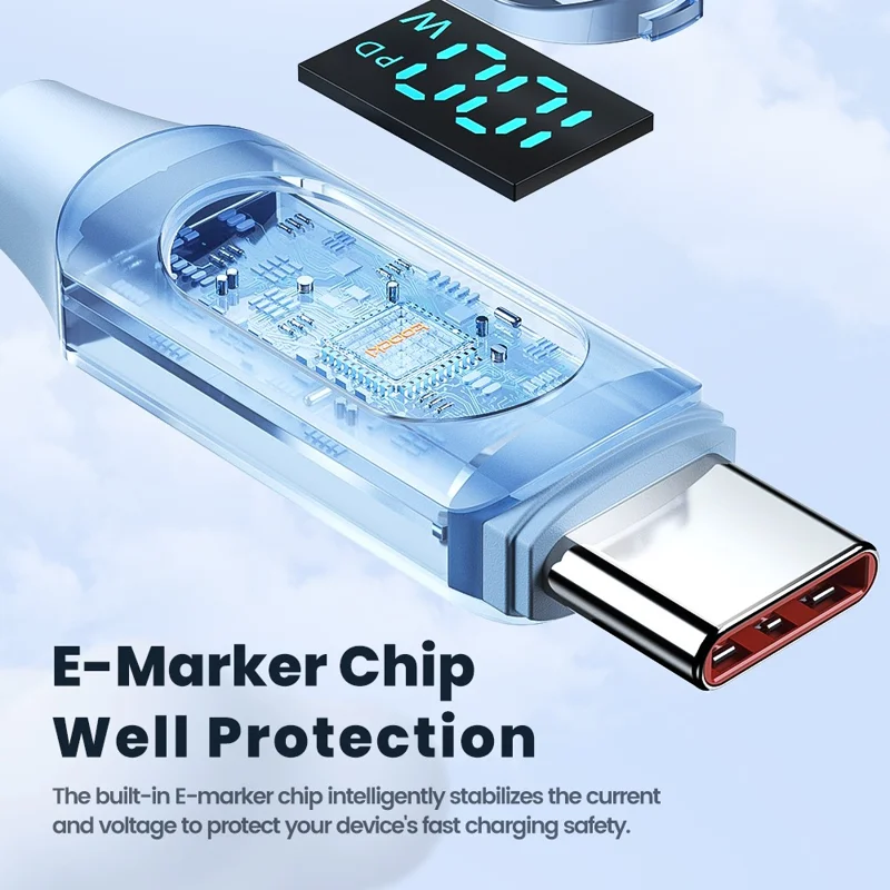TOOCKI TQ-X55C2 1m PD 100W Type-C to Type-C Digital Display Liquid Silicone Data Cable - Blue