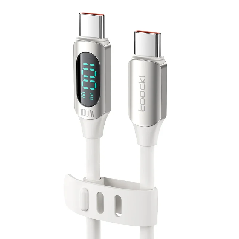 TOOCKI TQ-X55C2 1m PD 100W Type-C to Type-C Digital Display Liquid Silicone Data Cable - White