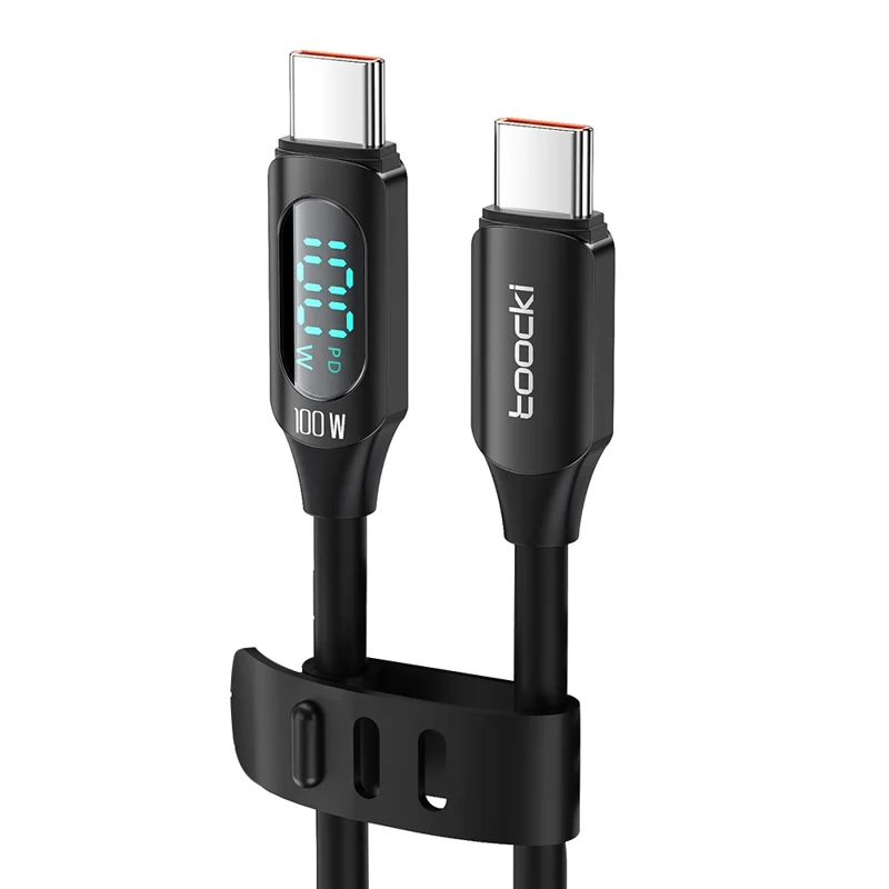 TOOCKI TQ-X55C2 1m PD 100W Type-C to Type-C Digital Display Liquid Silicone Data Cable - Black