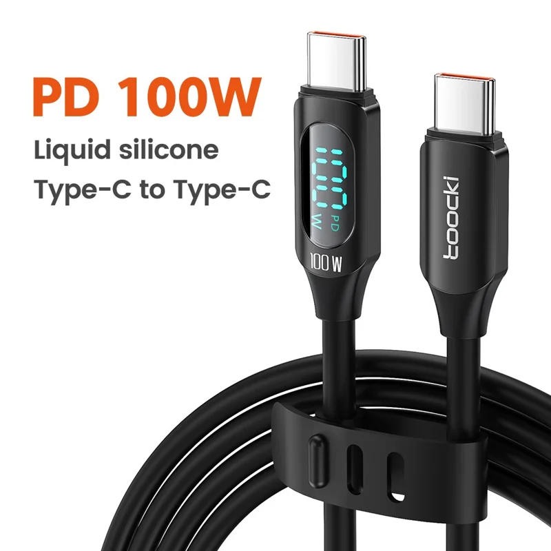 TOOCKI TQ-X55C2 1m PD 100W Type-C to Type-C Digital Display Liquid Silicone Data Cable - Black