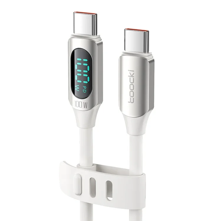 TOOCKI TQ-X55C2 2m Digital Display PD 100W Liquid Silicone Type-C Data Cable - White