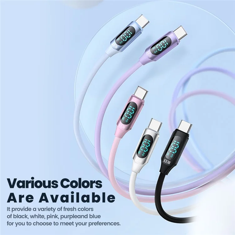 TOOCKI TQ-X55C2 2m Digital Display PD 100W Liquid Silicone Type-C Data Cable - White
