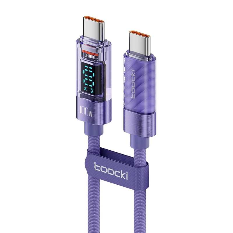 TOOCKI TQ-X36C2 2m PD 100W USB-C Cable Fast Charging 480Mbps Data Cord - Purple