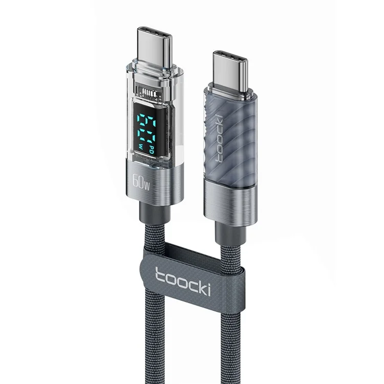 TOOCKI TQ-X36C2 2m Braided PD 60W Fast Charging Cord Type-C Mobiltelefon-Kabel - Grau