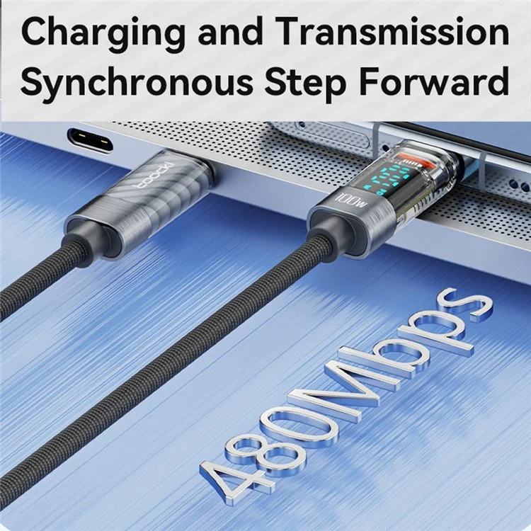 TOOCKI TQ-X36C2 1m E-Marker Chip PD 60W Fast Charging Type-C Cable - Cinza