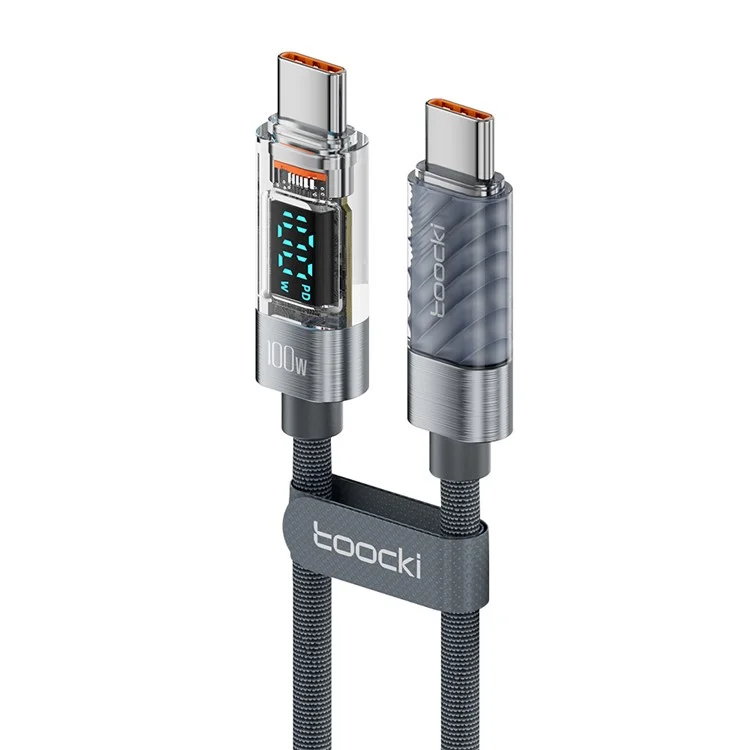 TOOCKI TQ-X36C2 Câble de téléphone portable de type C de 1 m 100 W Charge rapide - Gris