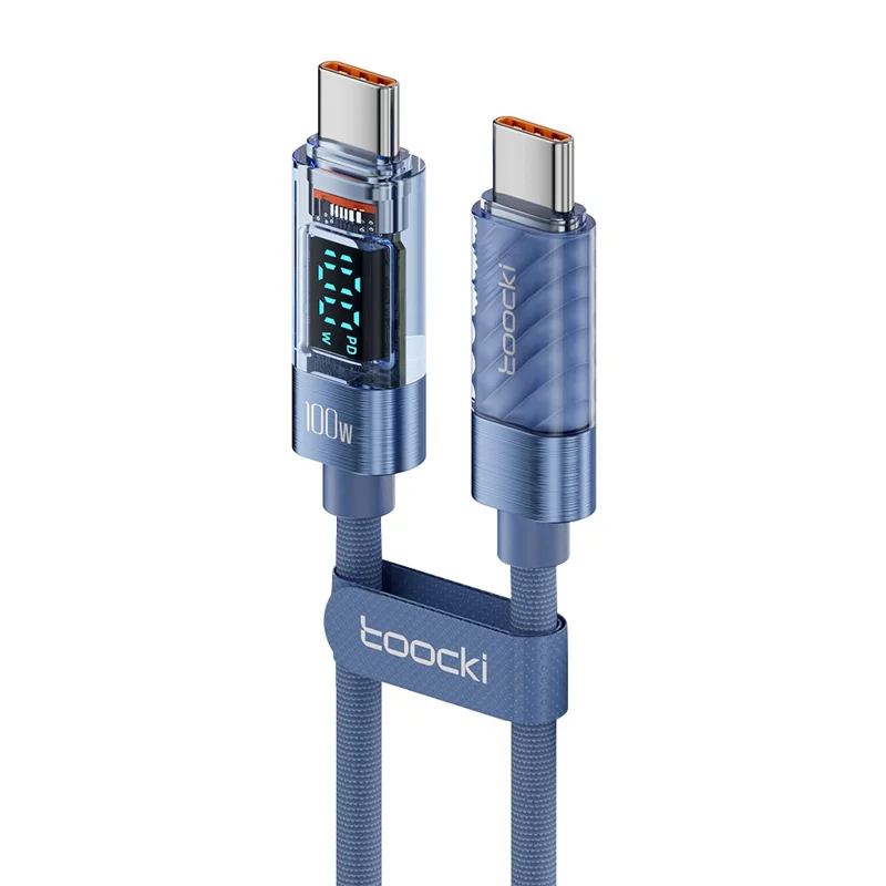 TOOCKI TQ-X36C2 1m Type-C Cell Phone Cable 100W Fast Charging Cord - Blue