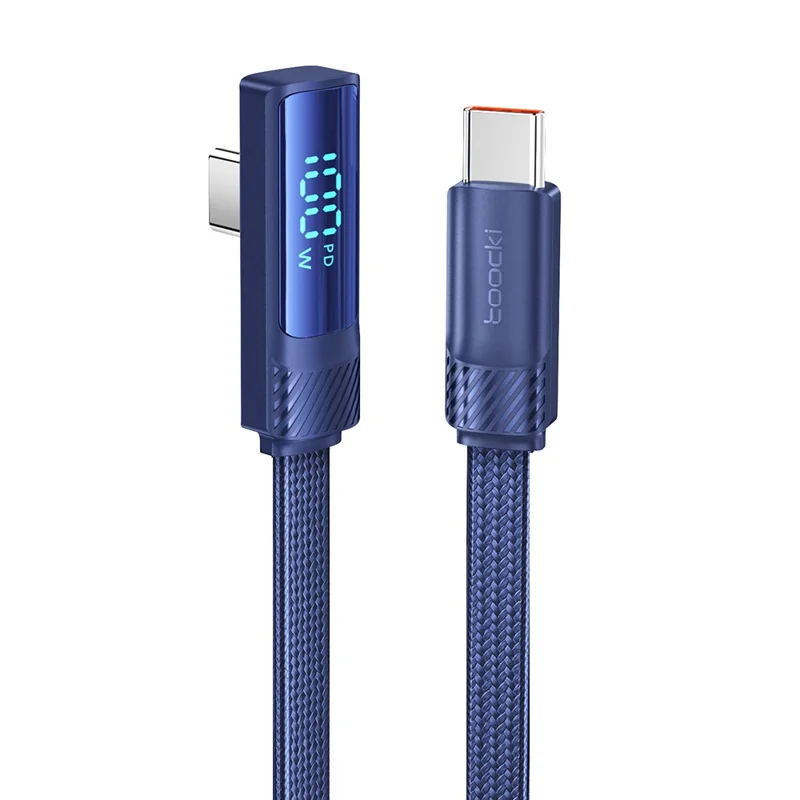 TOOCKI TQ-X50C2 Cavo di ricarica rapida da 2m con connettore Type-C a 100W e angolato - Blu