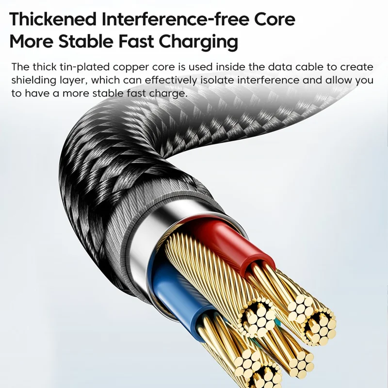 TOOCKI TQ-X16A3 1m USB to Type-C 3A Fast Charging Data Cable Braided Wire - Black