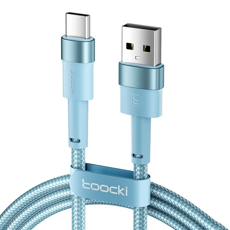 TOOCKI TQ-X16A3 1m USB to Type-C 3A Fast Charging Data Cable Braided Wire - Blue