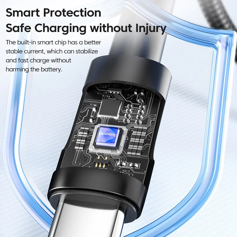 TOOCKI TQ-X16A3 1m USB to Type-C 3A Fast Charging Data Cable Braided Wire - Blue