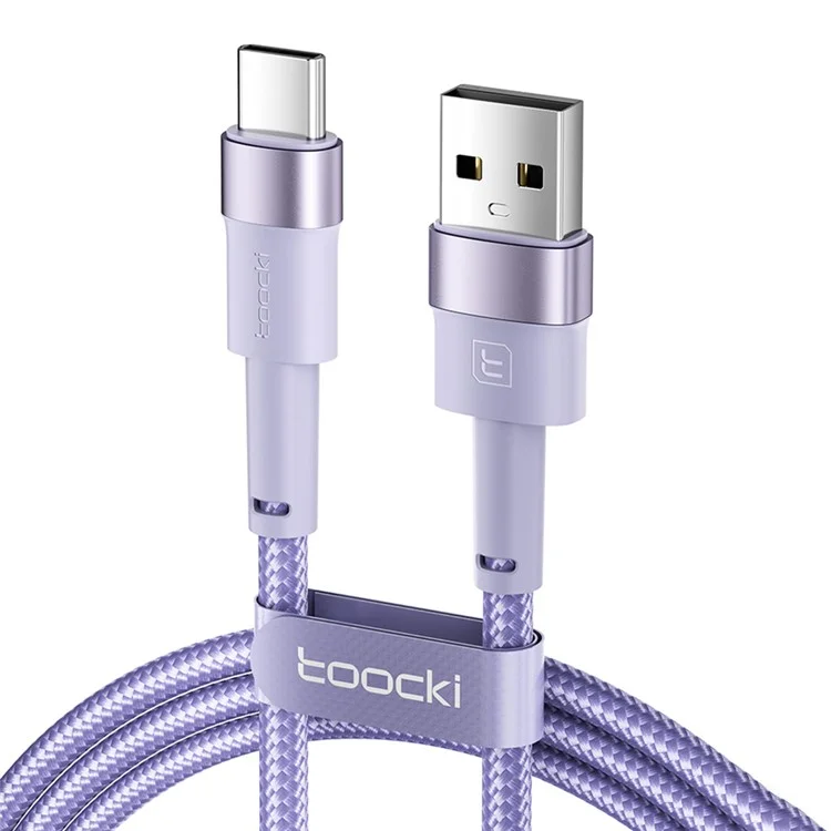 TOOCKI TQ-X16A3 2m 3A Fast Charging USB to Type-C Data Cable Braided Wire - Purple