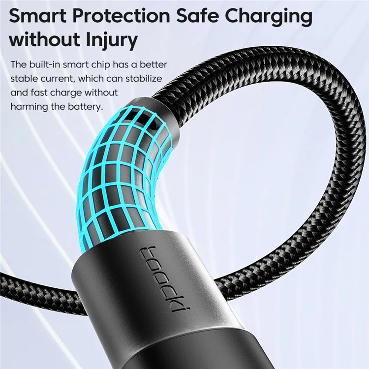 TOOCKI TQ-X16A3 2m 3A Fast Charging USB to Type-C Data Cable Braided Wire - Purple