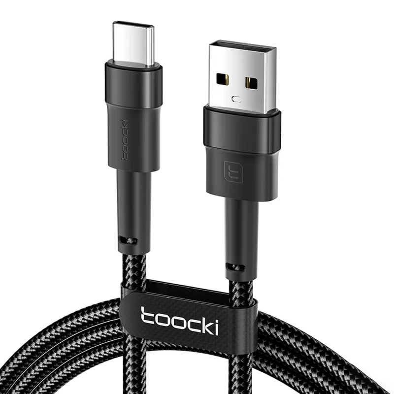 TOOCKI TQ-X16A3 2m 3A Fast Charging USB to Type-C Data Cable Braided Wire - Black