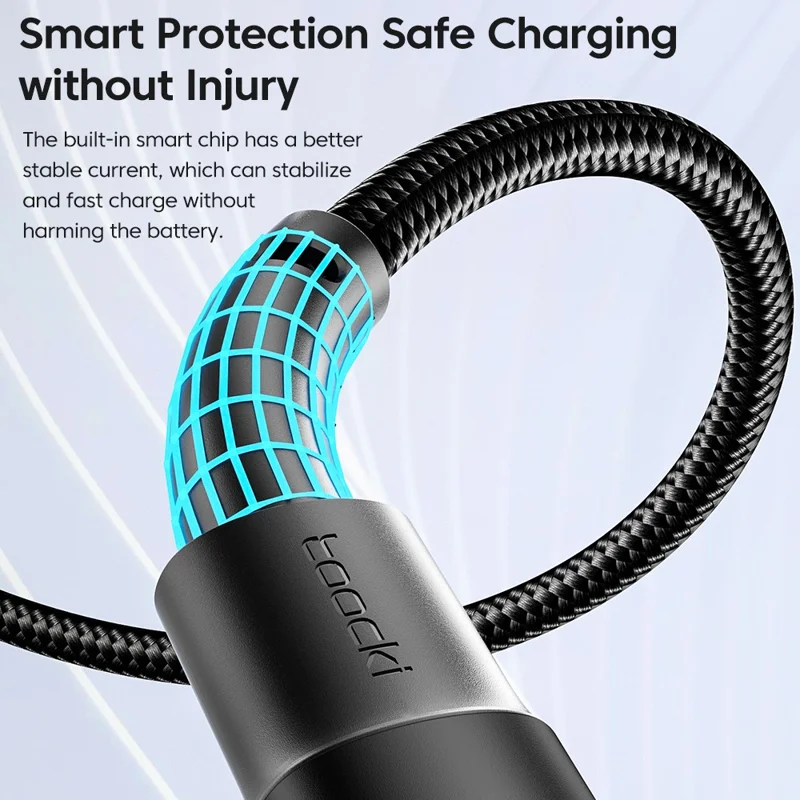 TOOCKI TQ-X16A3 2m 3A Fast Charging USB to Type-C Data Cable Braided Wire - Black