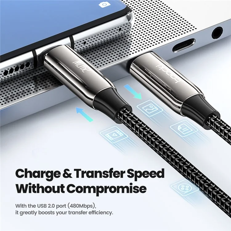 TOOCKI TQ-X80C4 2m 240W Type-C vers Type-C Câble de données tressé Chargement rapide du téléphone