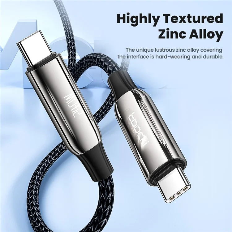 TOOCKI TQ-X80C4 2m 240W Type-C vers Type-C Câble de données tressé Chargement rapide du téléphone