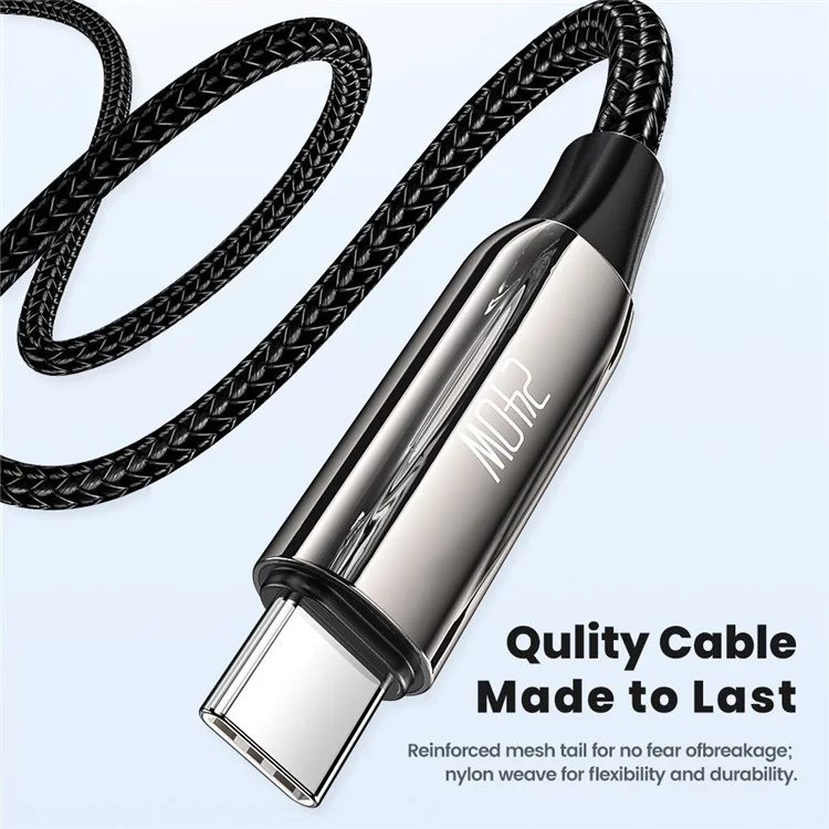 TOOCKI TQ-X80C4 2m 240W Type-C vers Type-C Câble de données tressé Chargement rapide du téléphone