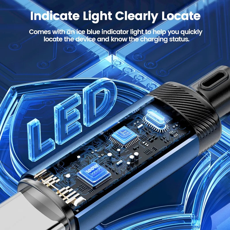 TOOCKI TQ-X48C2 1m PD 100W Type-C to Type-C Data Cord Braided Phone Tablet Fast Charging Cable - Blue