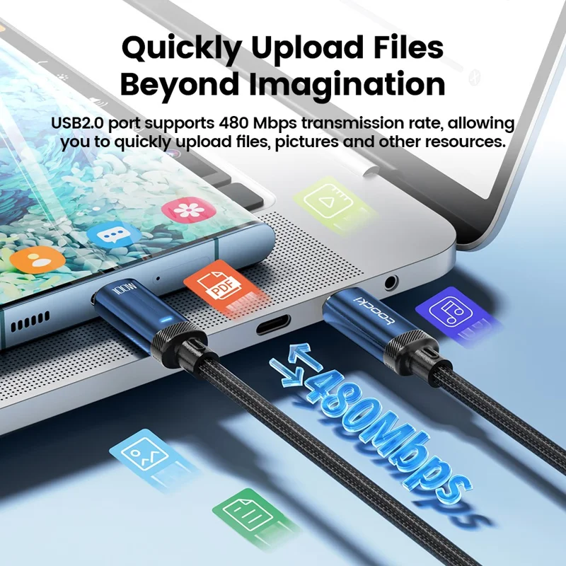 TOOCKI TQ-X48C2 1m PD 100W Type-C to Type-C Data Cord Braided Phone Tablet Fast Charging Cable - Blue