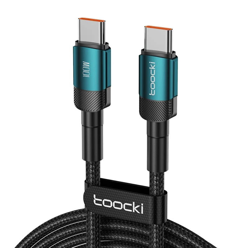 TOOCKI TQ-X12C2 1m Data Cord Type-C to Type-C 100W Output Quick Charging Cable - Green