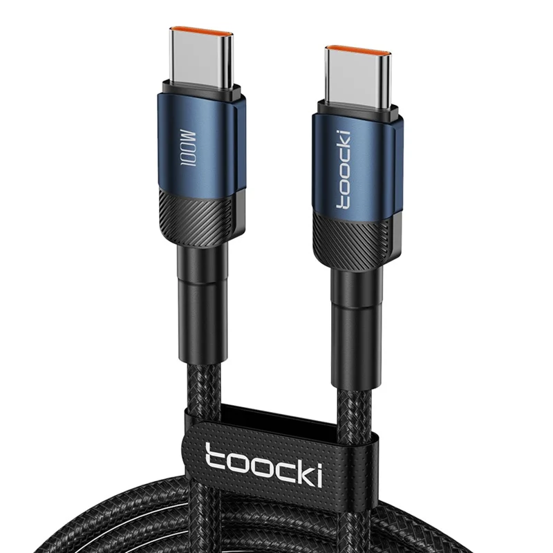 TOOCKI TQ-X12C2 1m Data Cord Type-C to Type-C 100W Output Quick Charging Cable - Blue