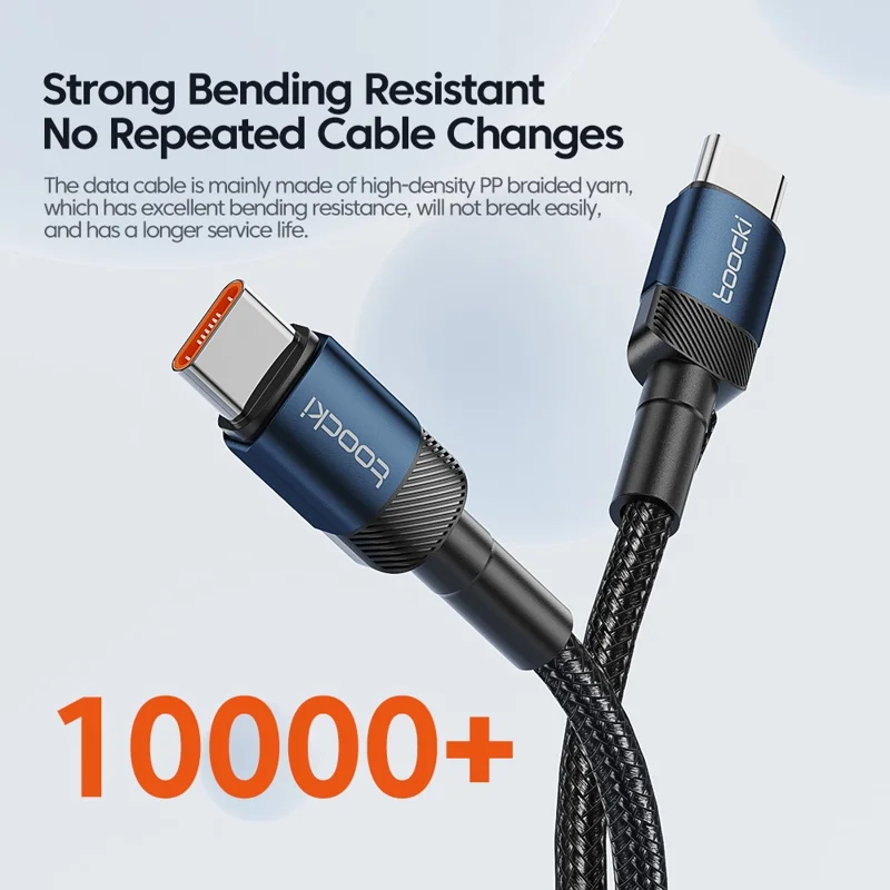 TOOCKI TQ-X12C2 1m Data Cord Type-C to Type-C 100W Output Quick Charging Cable - Blue