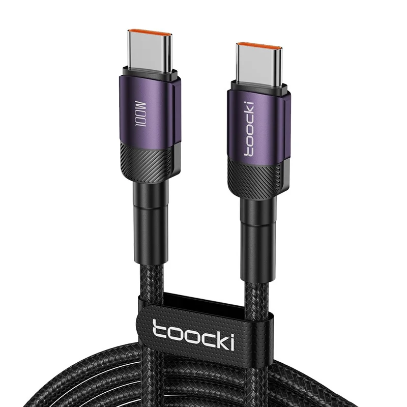 TOOCKI TQ-X12C2 1m Data Cord Type-C to Type-C 100W Output Quick Charging Cable - Purple