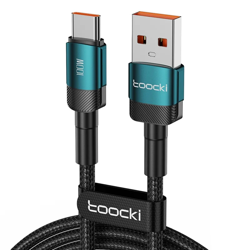 TOOCKI TQ-X12A2 2m USB to Type-C 100W Charge Cord 480Mbps Data Transfer Cable - Green