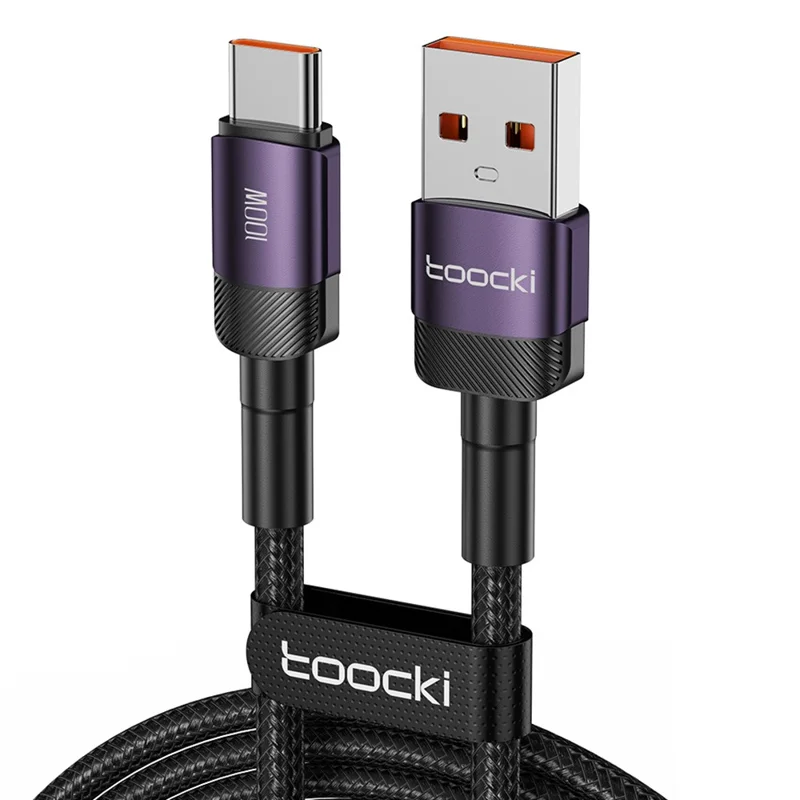 TOOCKI TQ-X12A2 2 m USB naar Type-C 100 W oplaadkabel 480 Mbps gegevensoverdrachtskabel - Paars