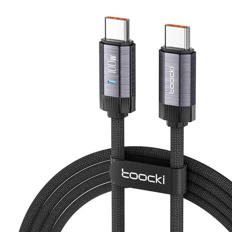 TOOCKI TQ-X24C2 2m Type-C to Type-C Cord PD 100W E-Marker Chip Fast Charging Cable - Grey