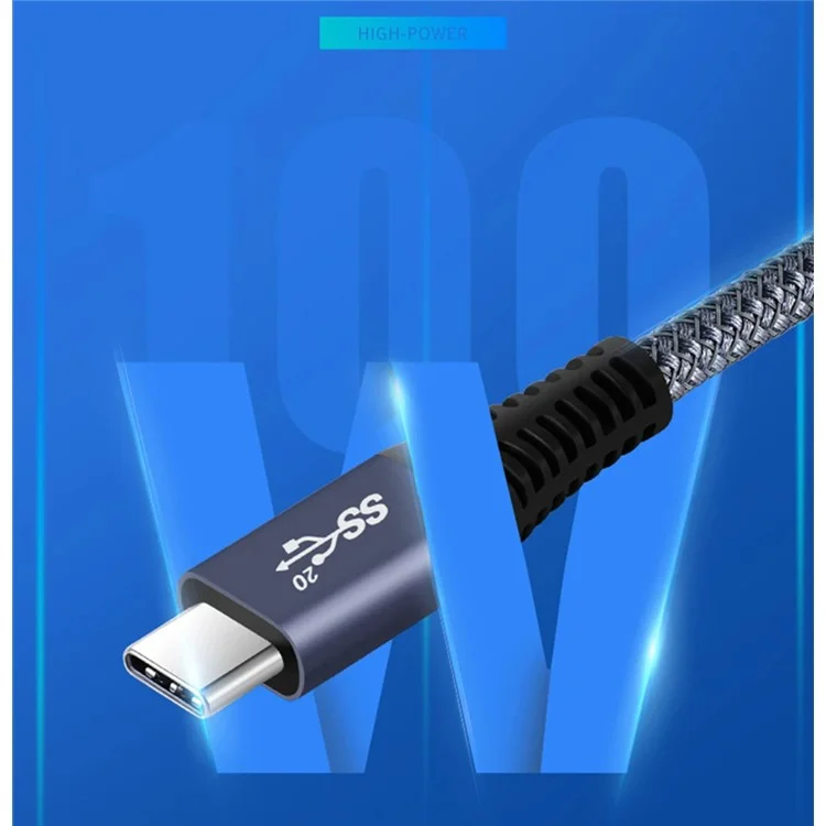 Cable de Datos USB-C de 1m a Usb-c, Cable de Carga de Ángulo Recto Tipo-c 100w, 20 gb / s, 4K 60Hz