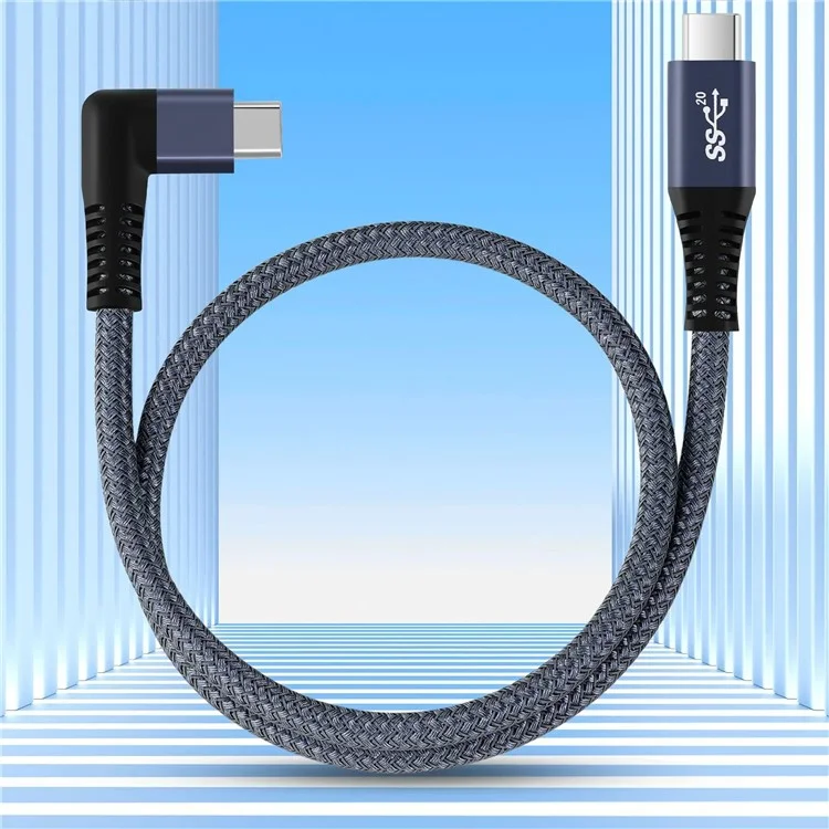 Cable Trenzado Con Ángulo Recto de 2 m USB-C a USB-C 100W Cable de Datos de Carga Rápida, 20 gb / s, 4K 60Hz