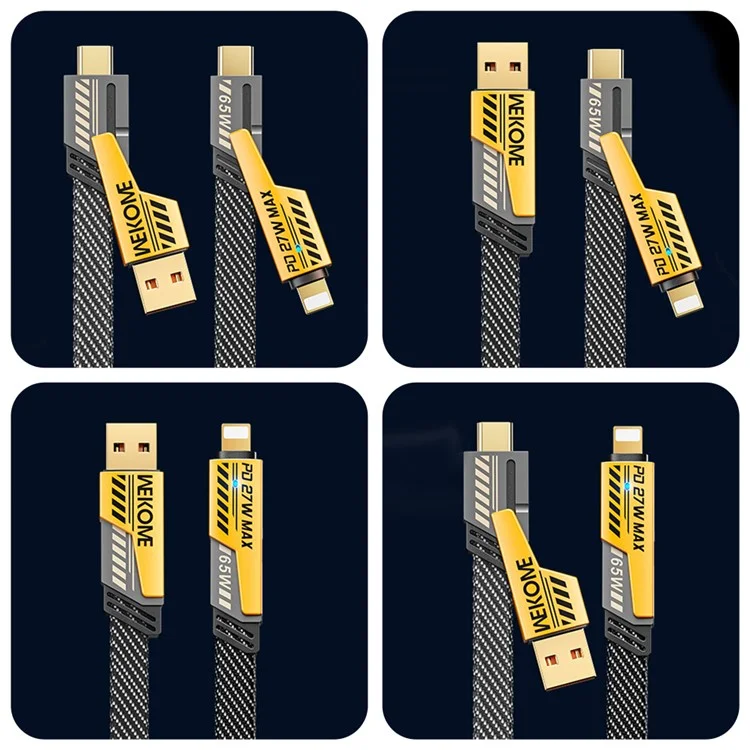 WEKOME WDC-25 4 em 1 1,2 m Carregador Rápido de Telefone 65W Cabo de Carregamento Magnético para Micro USB / Type C / Dispositivo IP