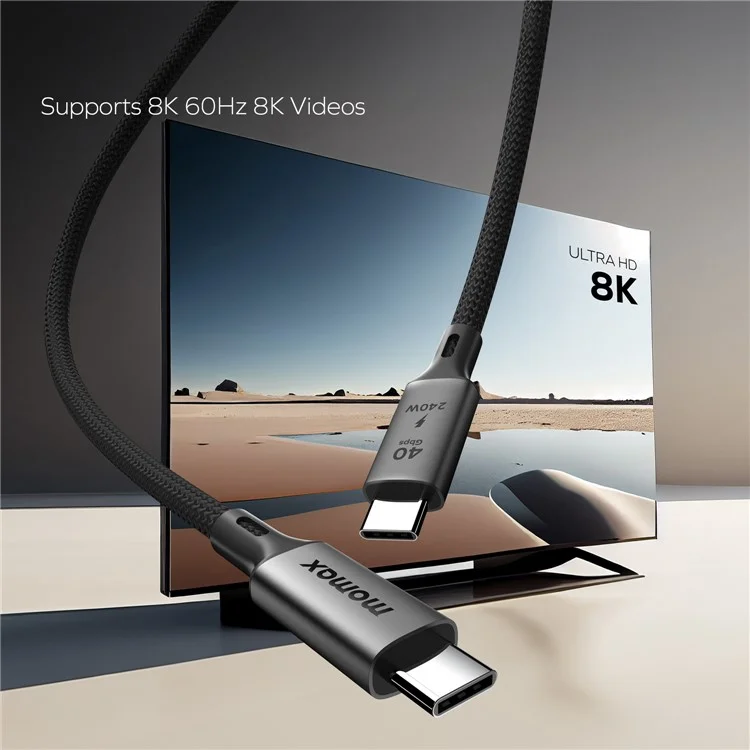 Momax USB-C zu USB-C 240W Ladekabel 1m Nylon Geflochtenes Ladungskabel