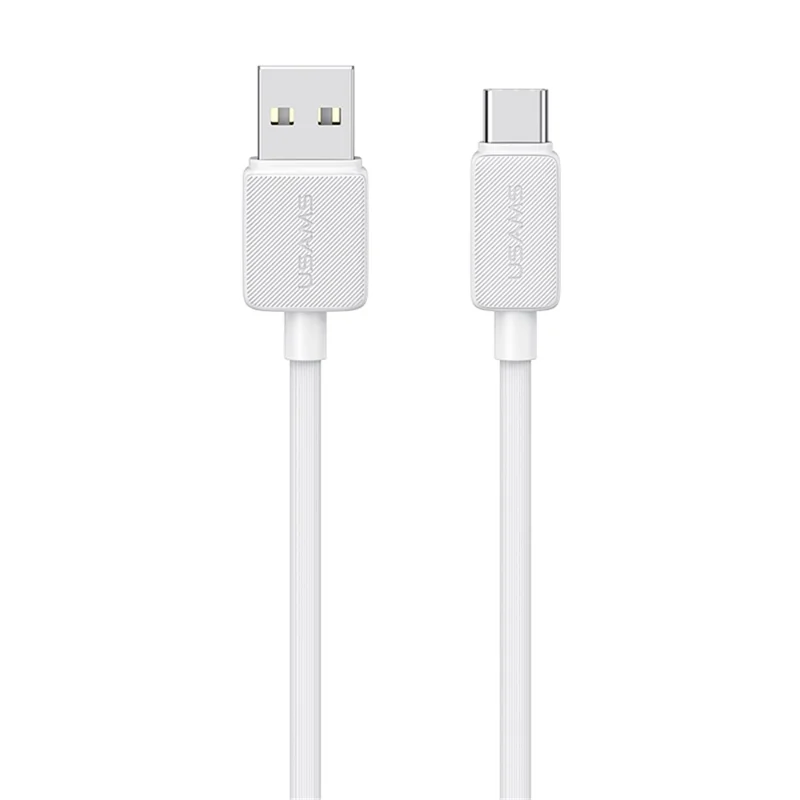 USAMS US-SJ698 KY Series 3m USB to Type-C 3A Phone Charging Cable Striped Data Cord - White