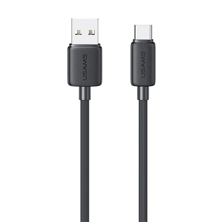 USAMS US-SJ693 KY Series 2m USB to Type-C 3A Phone Fast Charging Cable Striped Data Cord - Black