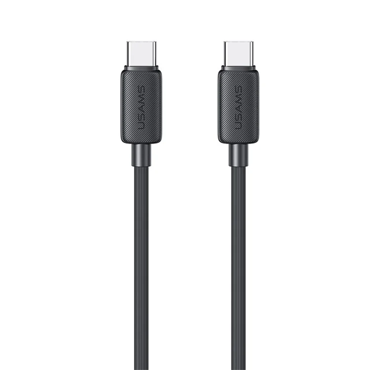 USAMS US-SJ696 2m PD 60W Fast Charging Cable Type-C to Type-C Charger Cord 480Mbps Charger Cable - Black