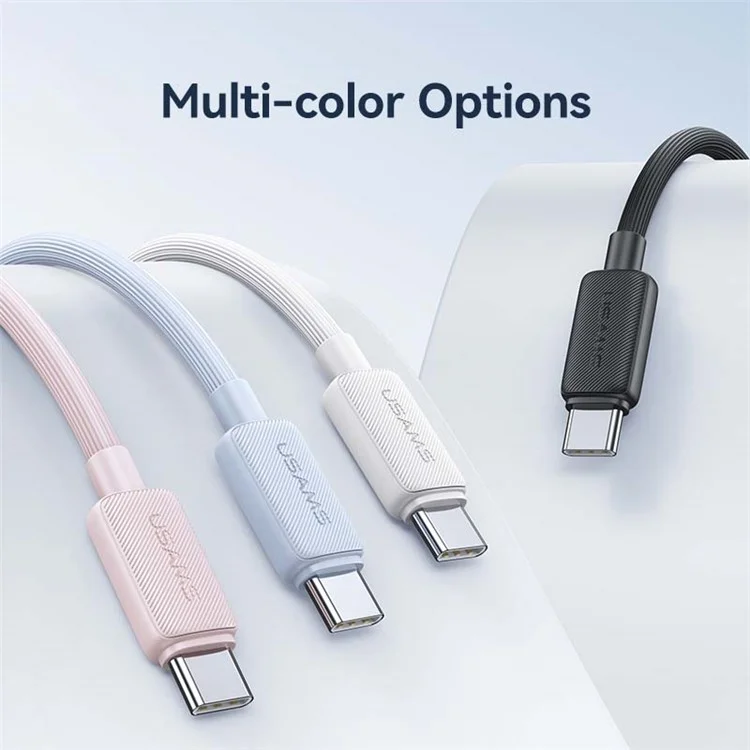 USAMS US-SJ696 2m PD 60W Fast Charging Cable Type-C to Type-C Ladekabel 480Mbps Ladekabel - Schwarz
