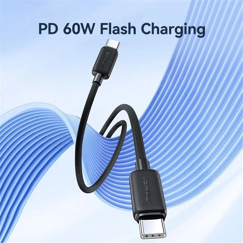 USAMS US-SJ701 Câble de charge Type-C vers Type-C de 3 m PD 60W Chargement rapide Câble de charge 480 Mbps - Blanc