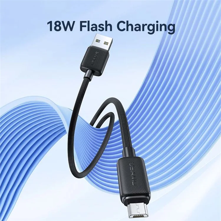 USAMS US-SJ690 1m Micro USB 2A Câble de Charge Rapide Fil de Cuivre 480 Mbps Cordon de Transmission de Données - Noir